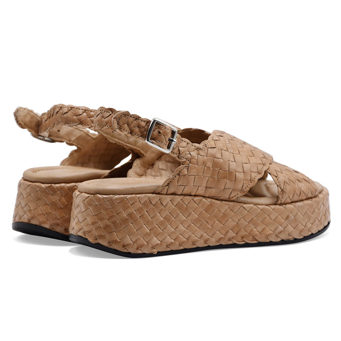 Pons Quintana Sandali Donna MAUI Vera Pelle Intrecciata Beige