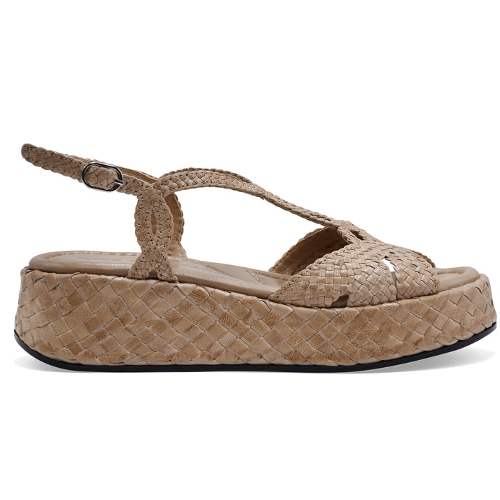 Sandali Donna Pons Quintana MAUI Vera Pelle Intrecciata Taupe