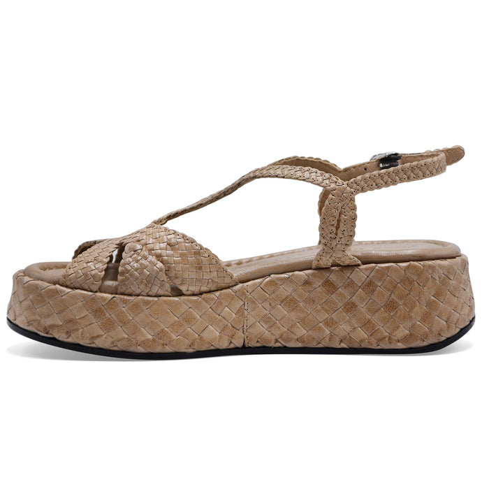 Sandali Donna Pons Quintana MAUI Vera Pelle Intrecciata Taupe