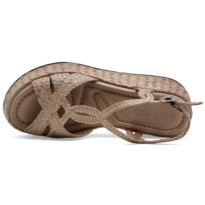 Sandali Donna Pons Quintana MAUI Vera Pelle Intrecciata Taupe