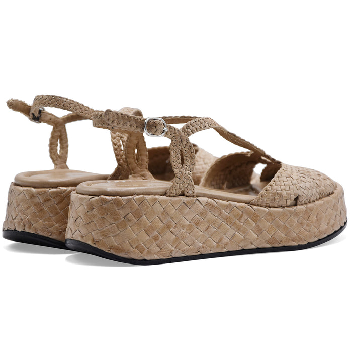 Sandali Donna Pons Quintana MAUI Vera Pelle Intrecciata Taupe