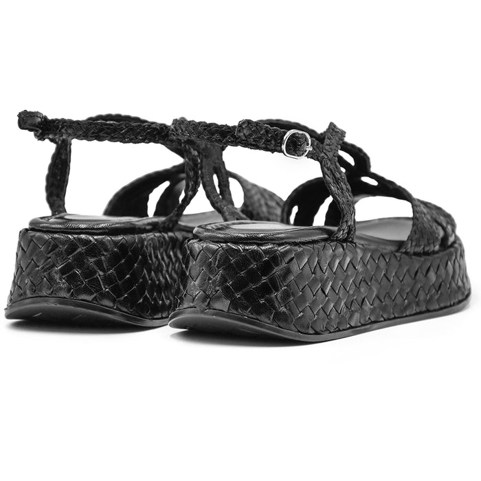 Pons Quintana Maui Nero Sandali Donna Piattaforma Intrecciata