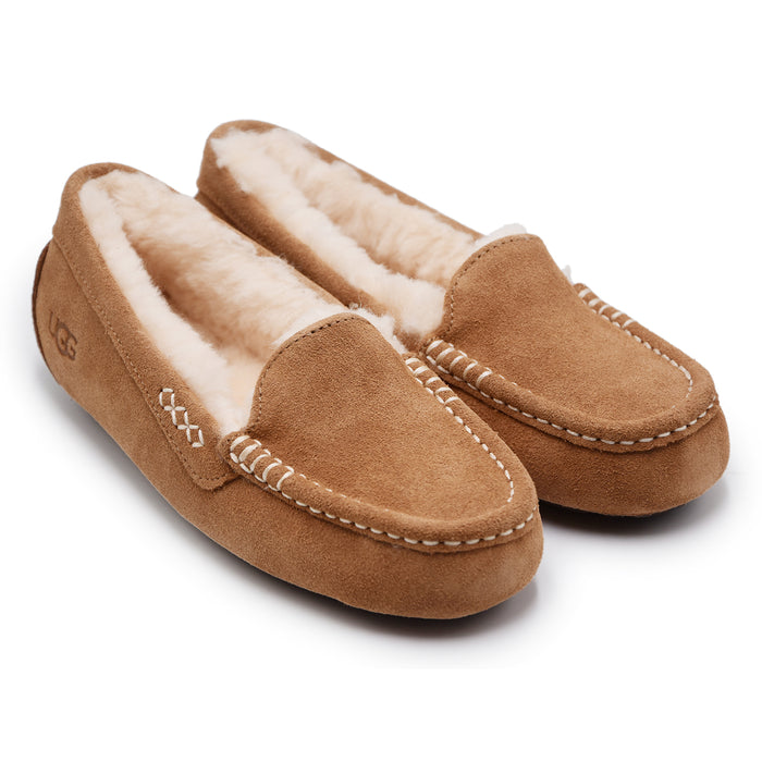 UGG Donna Ciabatte Stile Mocassino Ansley In Suede Chestnut