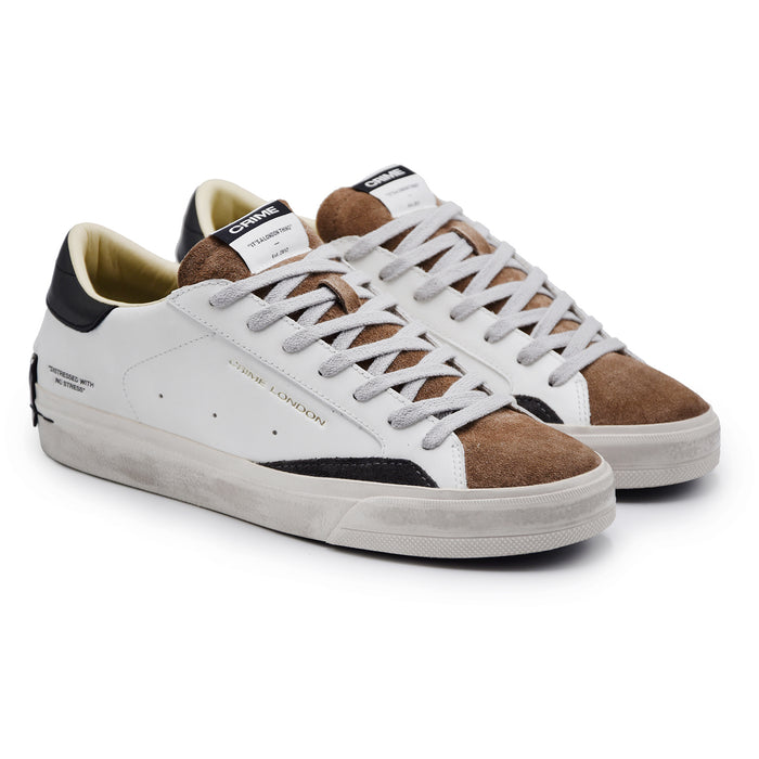 Sneakers Crime London Uomo Distressed 2.0 Bianco Downtown Brown