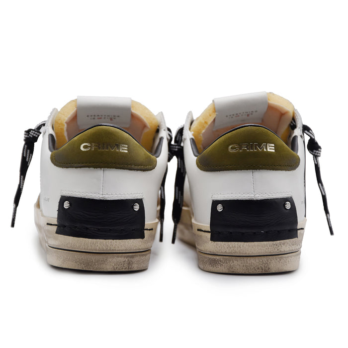 Sneakers Crime London SK8 Deluxe Uomo Bianco Talloncino Verde