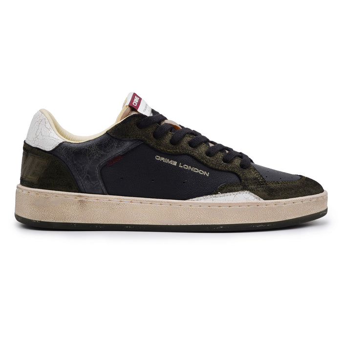 Sneakers Crime London Chelsea Uomo Pelle Suede Nero Verde Scuro