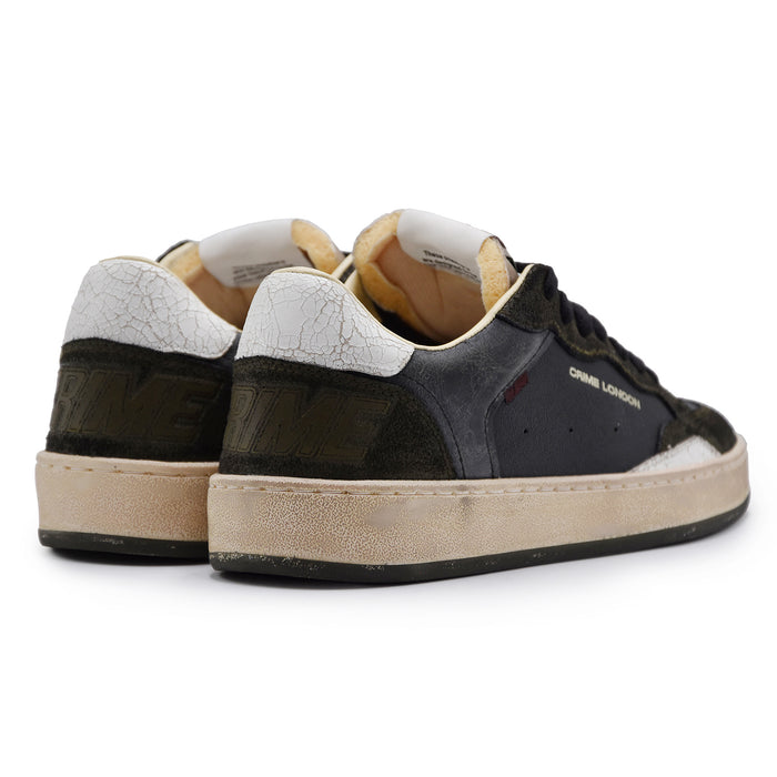 Sneakers Crime London Chelsea Uomo Pelle Suede Nero Verde Scuro