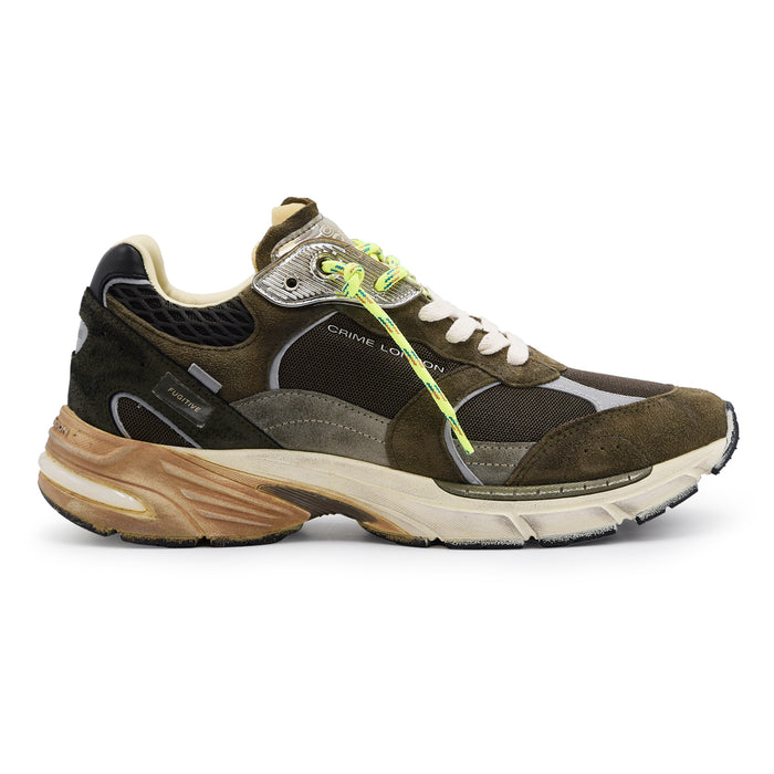 Sneakers Crime London Uomo Fugitive 9094 In Lime Bolt Militare