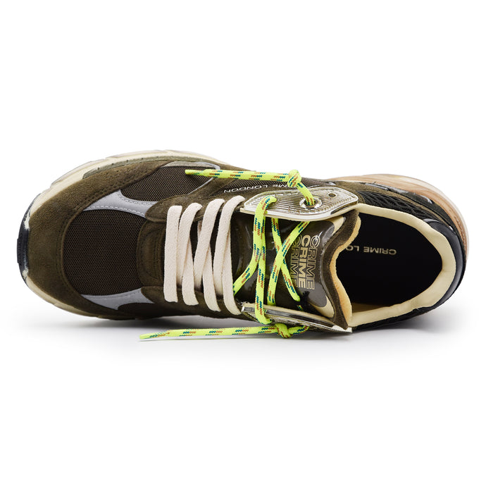 Sneakers Crime London Uomo Fugitive 9094 In Lime Bolt Militare