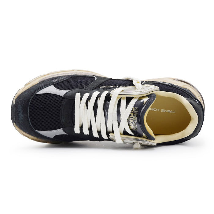 Sneakers Crime London Uomo Fugitive Smoky Black Pelle E Tessuto