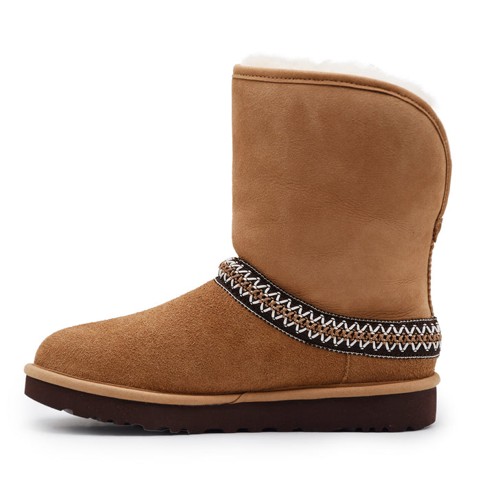Stivali UGG Donna Classic Short Crescent Chestnut Risvoltabile