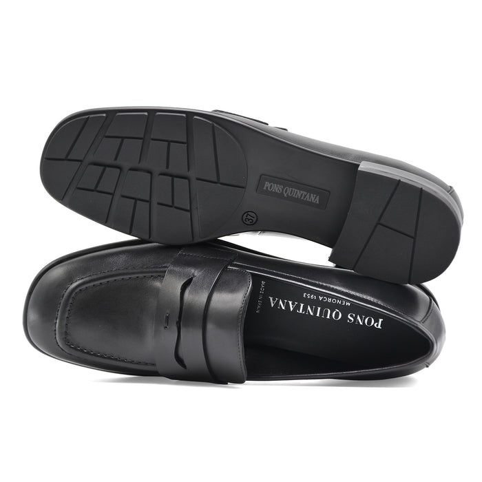 Mocassini Donna Pons Quintana Nero Con Lavorazione Artigianale