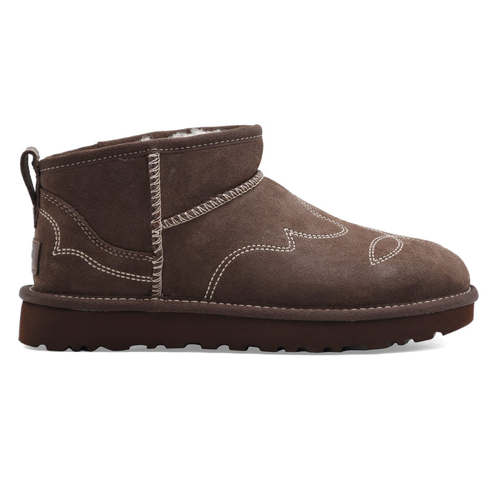 Stivaletti Ugg Ultra Mini Classic Western Donna Marrone Ricamato