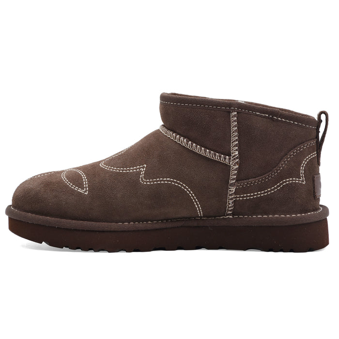 Stivaletti Ugg Ultra Mini Classic Western Donna Marrone Ricamato