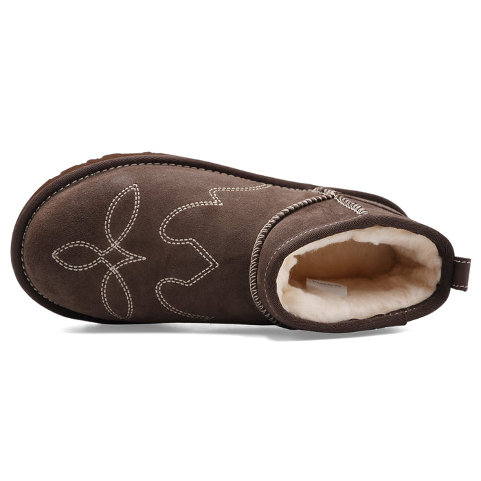 Stivaletti Ugg Ultra Mini Classic Western Donna Marrone Ricamato