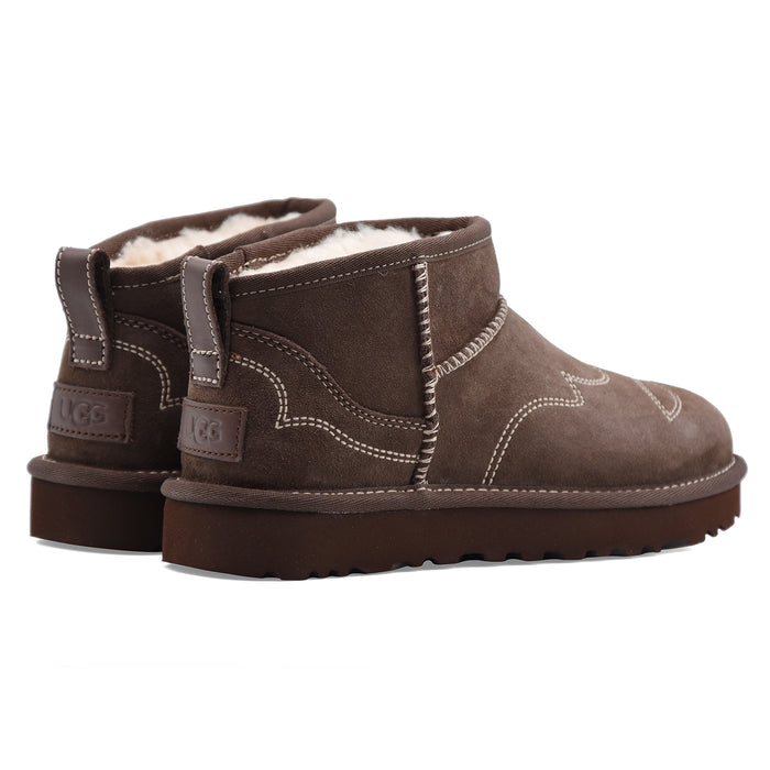 Stivaletti Ugg Ultra Mini Classic Western Donna Marrone Ricamato