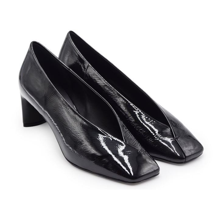 Décolleté Del Carlo Donna Denis Nero Pelle Verniciata Elegante