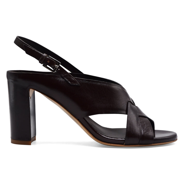 Sandali Del Carlo Atene Donna Stile Elegante Pelle Piper Caffè