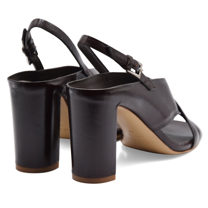 Sandali Del Carlo Atene Donna Stile Elegante Pelle Piper Caffè