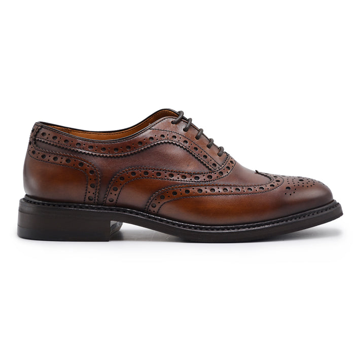 Allacciata Brogue Berwick 1707 Donna Pelle Crust Tinta A Mano