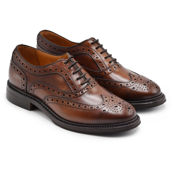 Allacciata Brogue Berwick 1707 Donna Pelle Crust Tinta A Mano