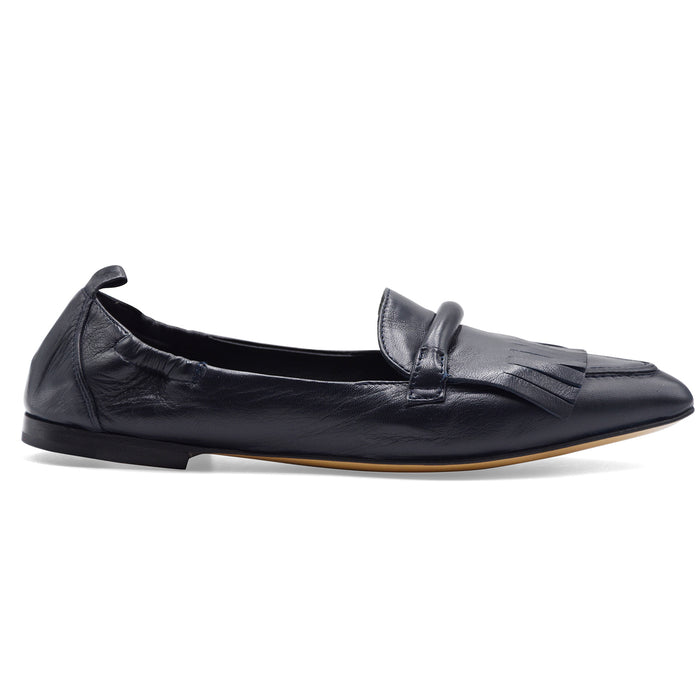 Mocassini Pomme D'Or Donna Nappa Glove Navy Frangia Decorativa