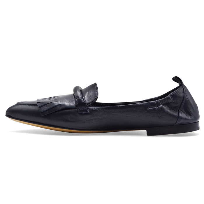 Mocassini Pomme D'Or Donna Nappa Glove Navy Frangia Decorativa