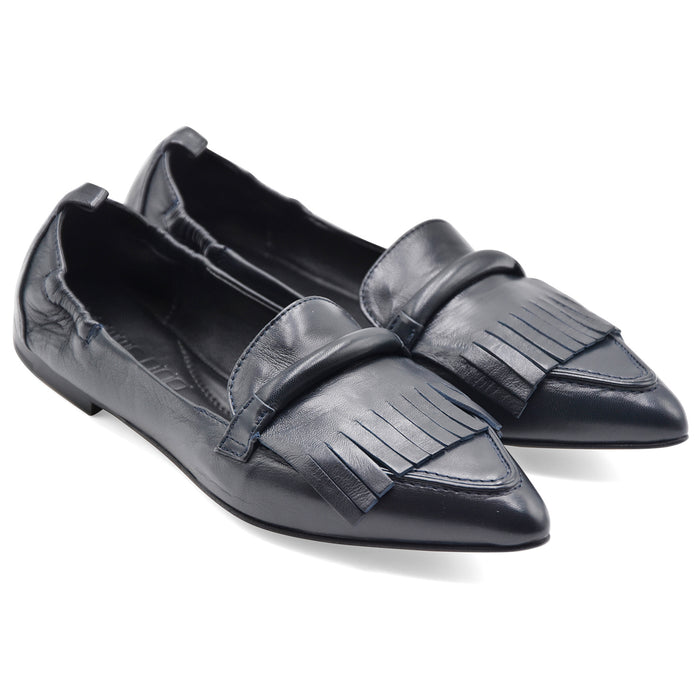 Mocassini Pomme D'Or Donna Nappa Glove Navy Frangia Decorativa