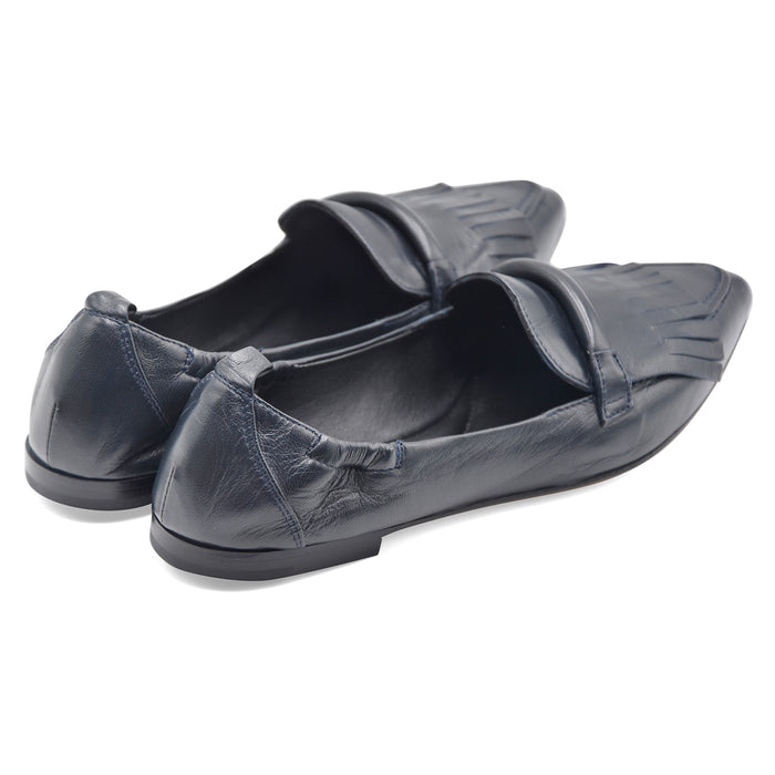 Mocassini Pomme D'Or Donna Nappa Glove Navy Frangia Decorativa