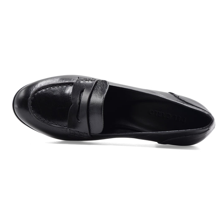 Mocassini Del Carlo Piper Donna Nero Penny Loafer Reinterpretato