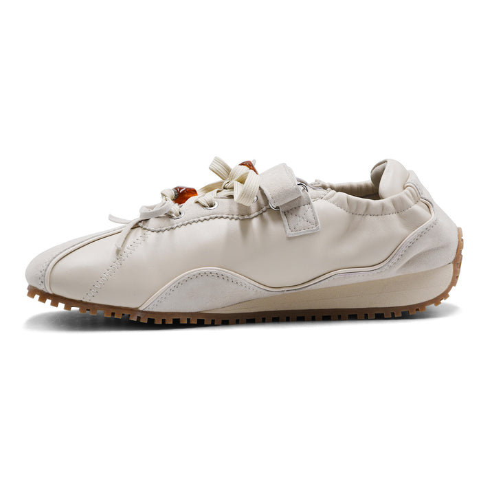 Sneakers Loafer Jacy Donna Pelle Suede Off-White Lacci Strap