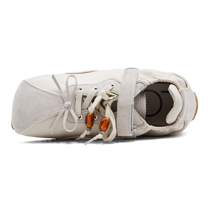 Sneakers Loafer Jacy Donna Pelle Suede Off-White Lacci Strap