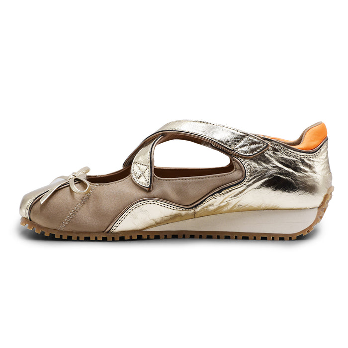 Sneakers Ballerina Loafer Joy Criss-Cross Donna Laminato Oro