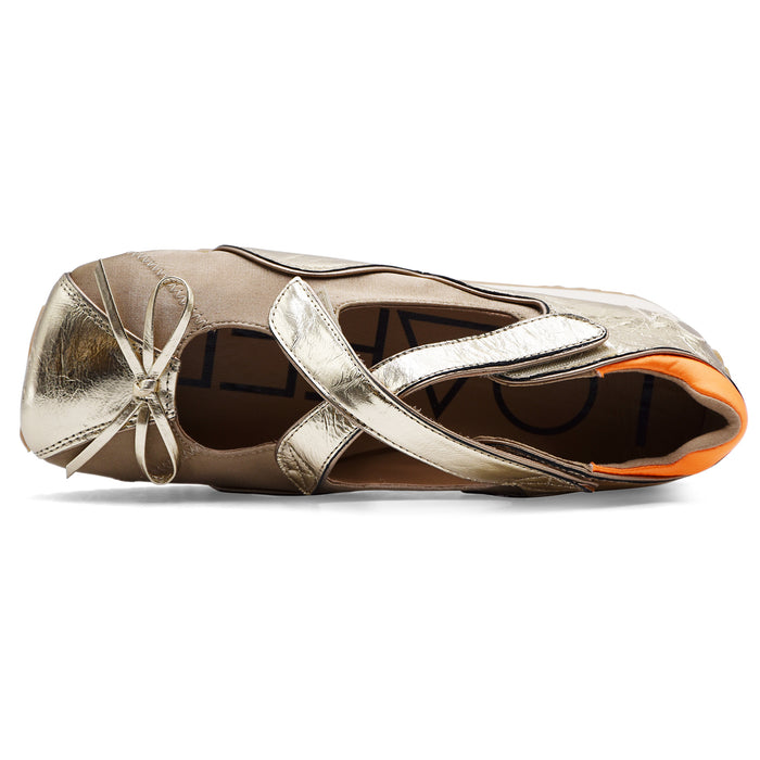 Sneakers Ballerina Loafer Joy Criss-Cross Donna Laminato Oro