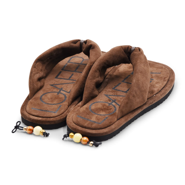 Sandali Infradito Loafer Filipa Donna Camoscio Marrone Scuro