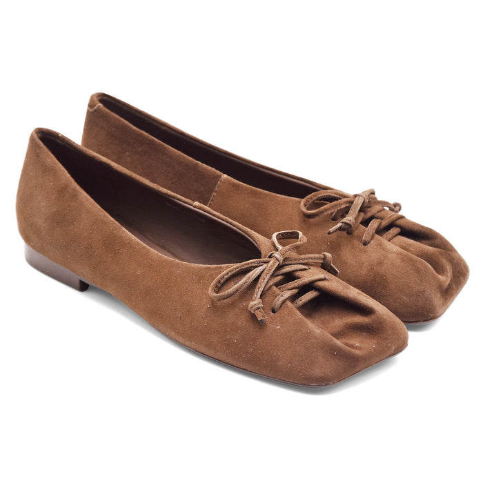 Ballerine Loafer Butter Lace Up Pelle Scamosciata Marrone Scuro