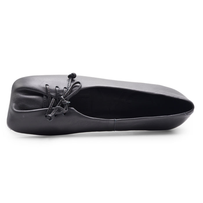 Ballerine Donna Loafer Butter Lace Up Nero In Pelle Baby Calf