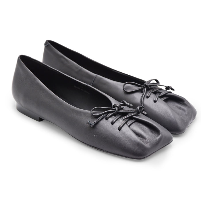Ballerine Donna Loafer Butter Lace Up Nero In Pelle Baby Calf