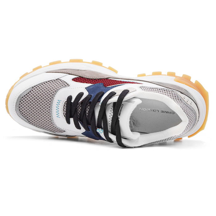 Crime Sneakers Sprint Runner Uomo Bianco Con Tomaia Patchwork