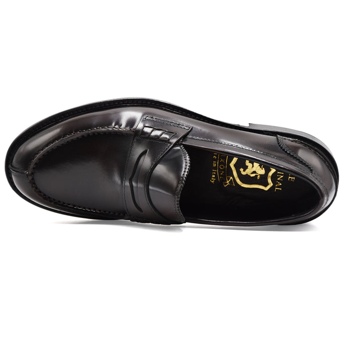 Saxone of Scotland 1405 Men's Moccasins in Shiny Brown Leather