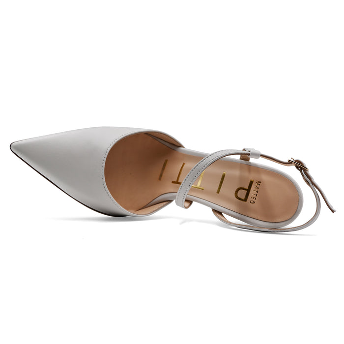 Slingback Donna Matteo Pitti Pelle Burro Tacco Alto Elegante