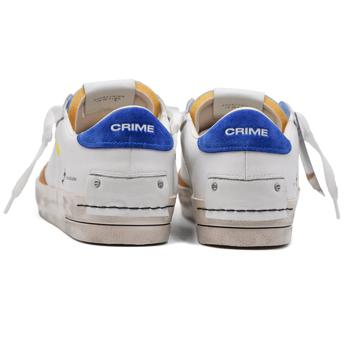 Crime Sneakers SK8 Deluxe Uomo Bianco Con Linguetta Nylon Bluette