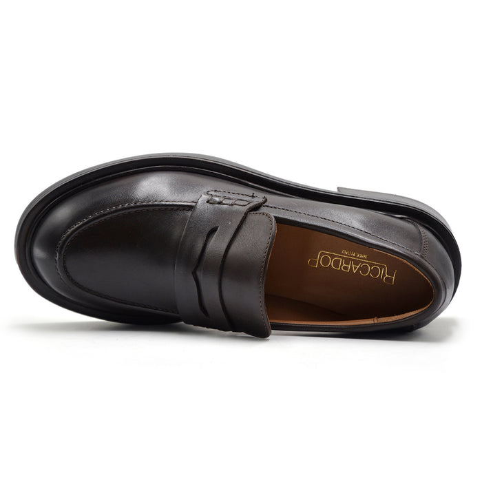 Mocassini Classici Donna Riccardo P. Pelle Marrone Testa Moro