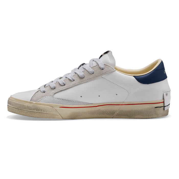 Crime London Men's Distressed Lo 2.0 Oxford Sneakers White Blue