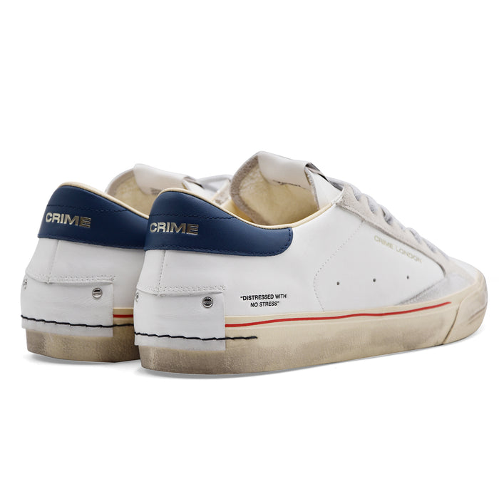 Crime London Men's Distressed Lo 2.0 Oxford Sneakers White Blue