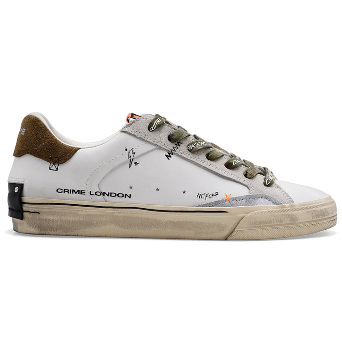 Sneakers Crime London Uomo DISTRESSED Bianca Tallone In Camoscio