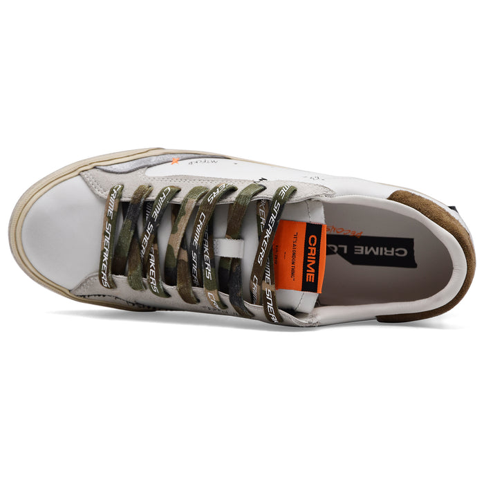 Sneakers Crime London Uomo DISTRESSED Bianca Tallone In Camoscio