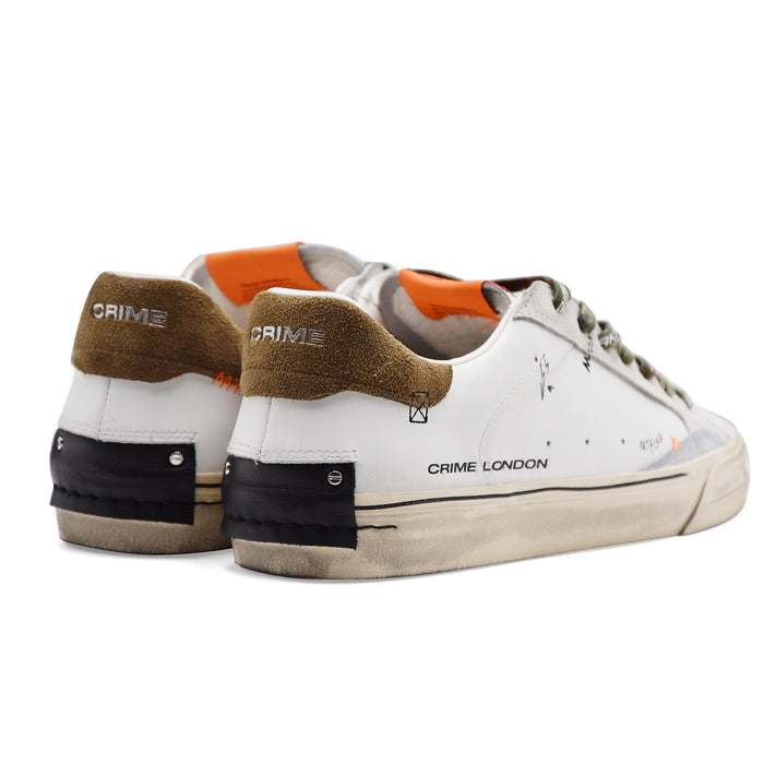 Sneakers Crime London Uomo DISTRESSED Bianca Tallone In Camoscio