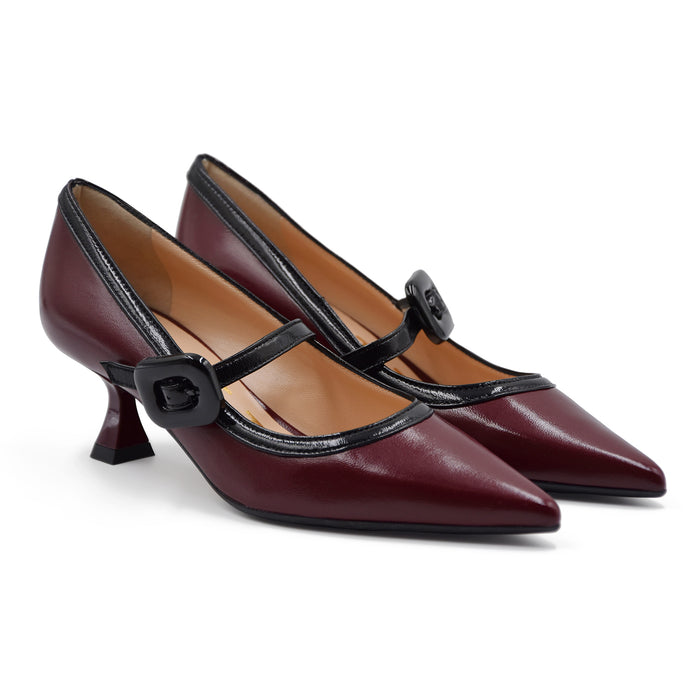 Décolleté Matteo Pitti Donna Chic 1938 Bordeaux Bordato Di Nero