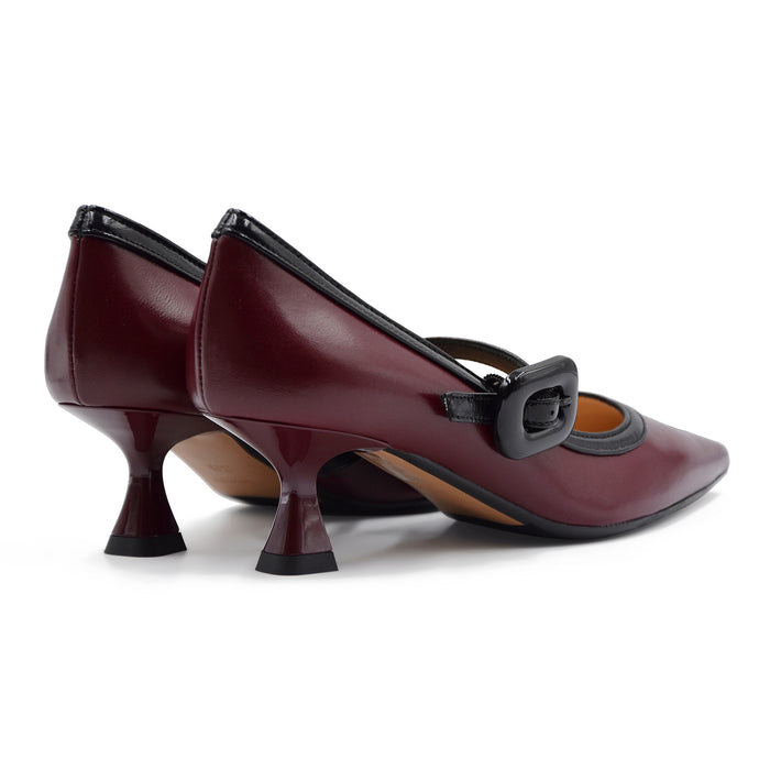 Décolleté Matteo Pitti Donna Chic 1938 Bordeaux Bordato Di Nero